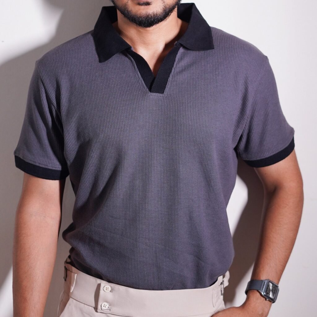 Dark Ash Premium Contrasted Polo Shirt