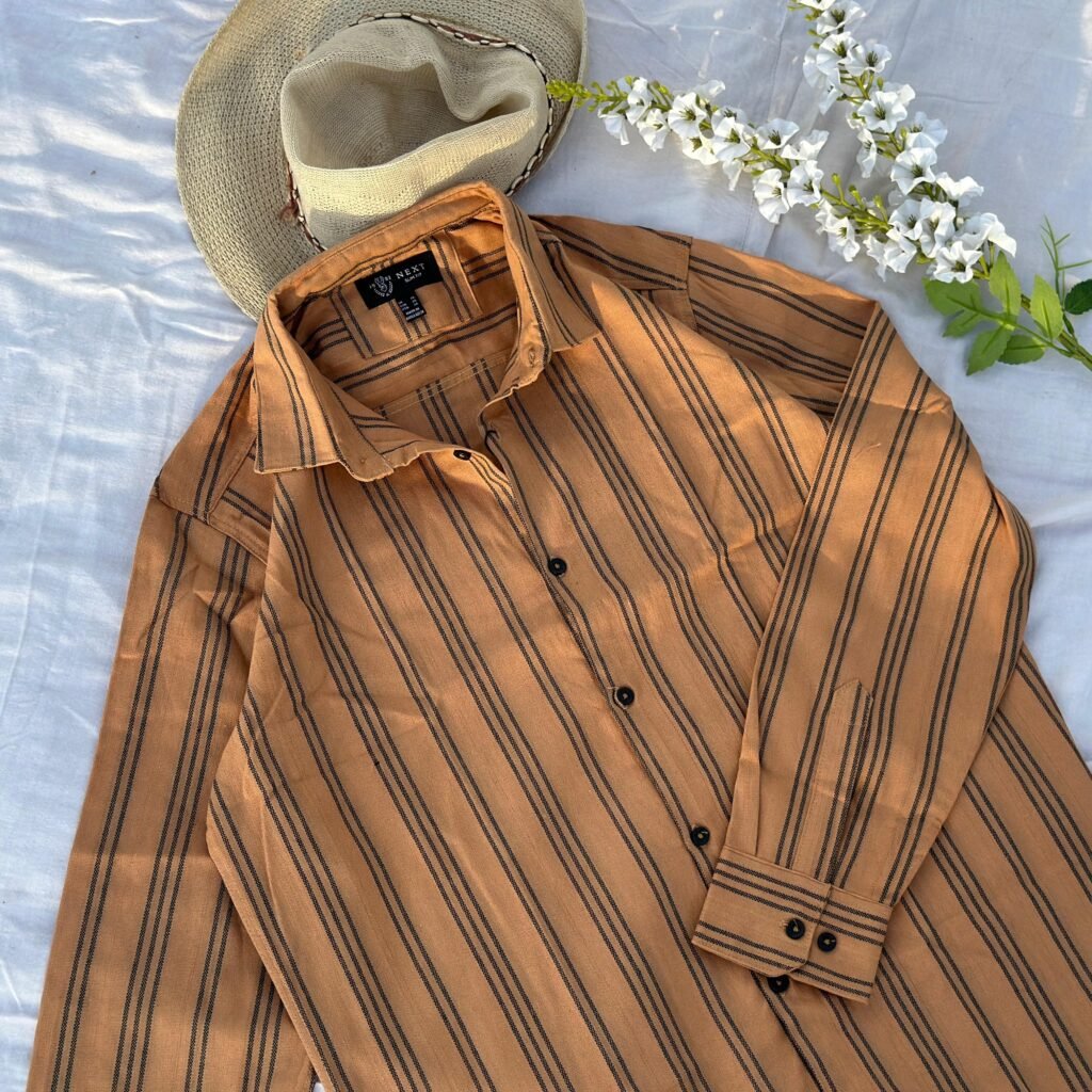 Khaki and Black Stripe Old Money Shirt