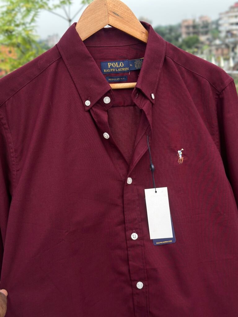Maroon Ralph Lauren solid shirt