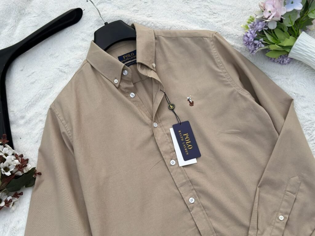 Beige Ralph Lauren solid shirt