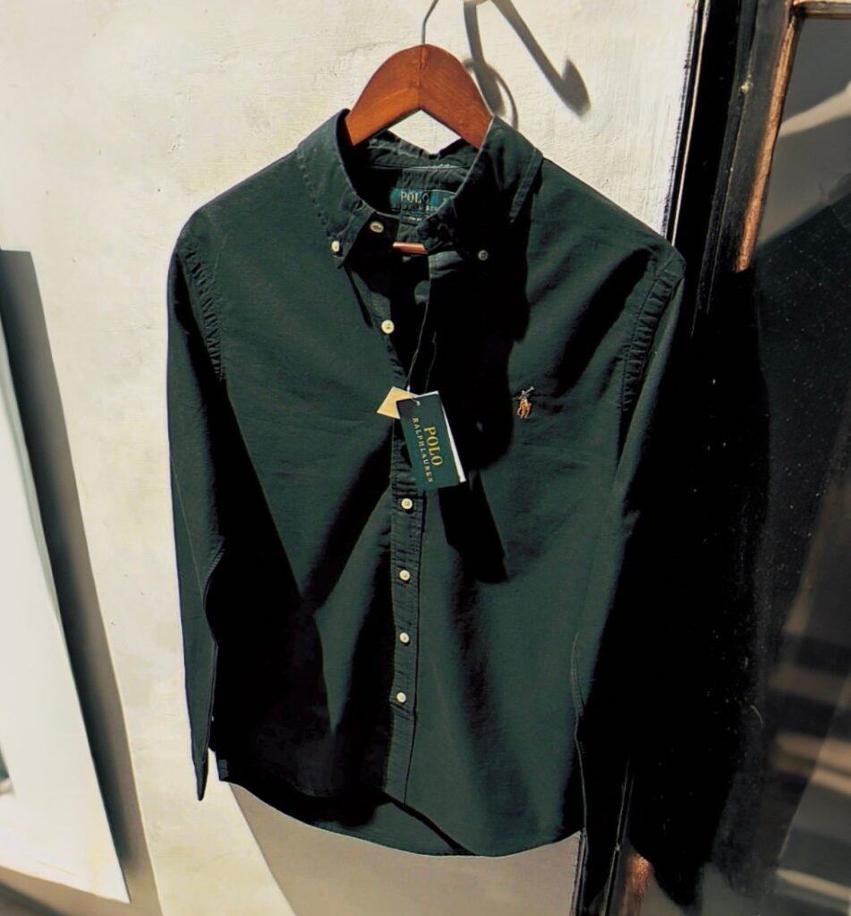 Bottle Green Ralph Lauren solid shirt