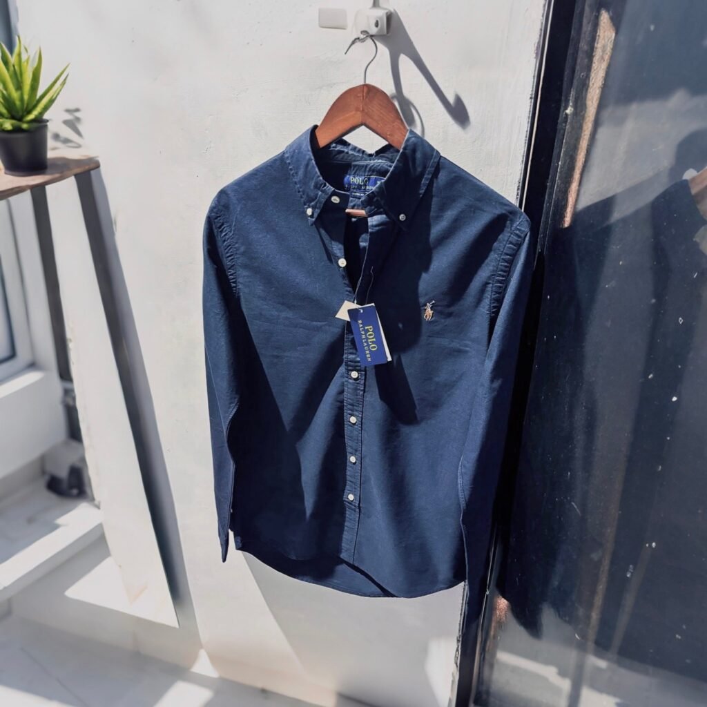 Navy Blue Ralph Lauren solid oxford shirt