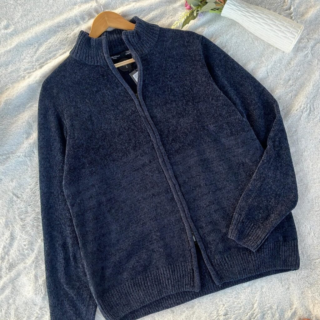Navy Full Double zipper Soft sweater