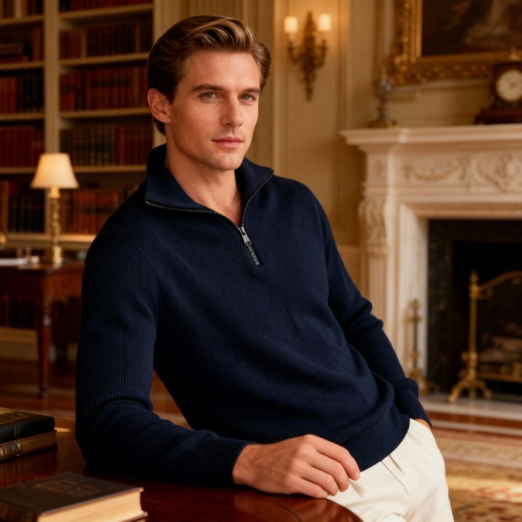 Aesthetic Navy Half zipper sweater