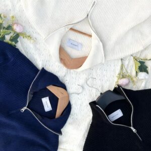 3 pcs. Combo [off White], [Black] & [Navy] Half zipper sweater