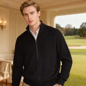 Black Full zipper HighNeck oversized Sweater (YKK metal zipper)